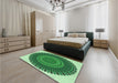 Round Machine Washable Transitional Forest Green Rug in a Office, wshpat1879grn