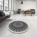 Round Patterned Silver Gray Rug in a Office, pat1879gry