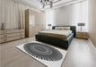 Patterned Silver Gray Rug in a Bedroom, pat1879gry