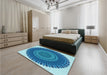 Round Machine Washable Transitional Blue Rug in a Office, wshpat1879lblu