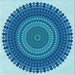 Round Machine Washable Transitional Blue Rug, wshpat1879lblu