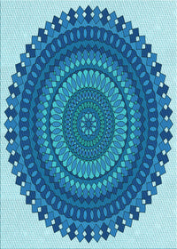 Machine Washable Transitional Blue Rug, wshpat1879lblu