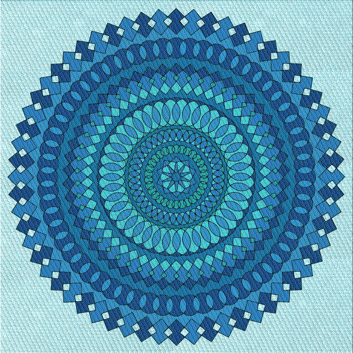 Round Patterned Blue Rug, pat1879lblu