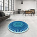 Round Patterned Blue Rug in a Office, pat1879lblu