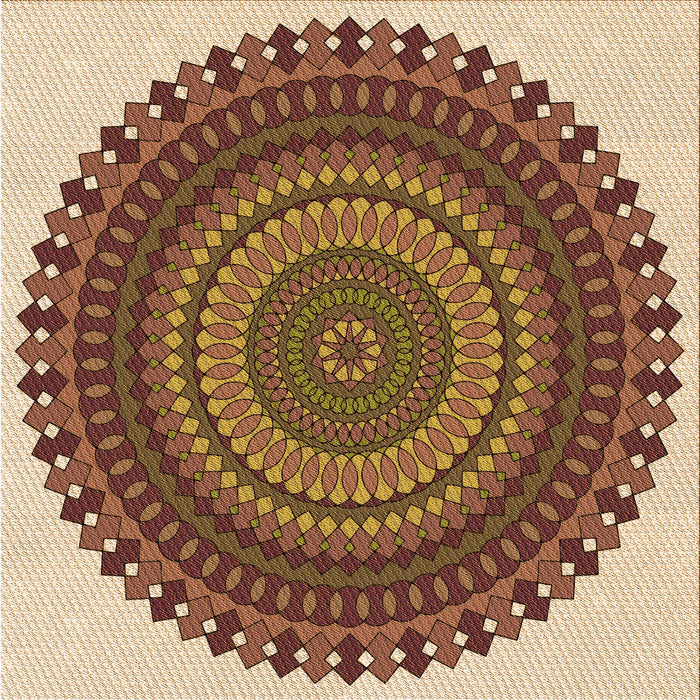 Round Patterned Yellow Rug, pat1879org
