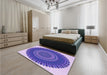 Round Machine Washable Transitional Amethyst Purple Rug in a Office, wshpat1879pur