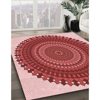 Patterned Light Coral Pink Rug, pat1879rd