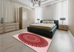 Round Machine Washable Transitional Light Coral Pink Rug in a Office, wshpat1879rd