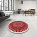 Round Patterned Light Coral Pink Rug in a Office, pat1879rd