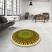 Round Patterned Dark Bronze Brown Rug in a Office, pat1879yw