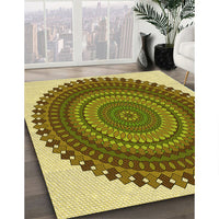 Patterned Dark Bronze Brown Rug, pat1879yw