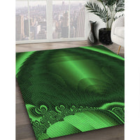 Patterned Dark Forest Green Rug, pat188grn