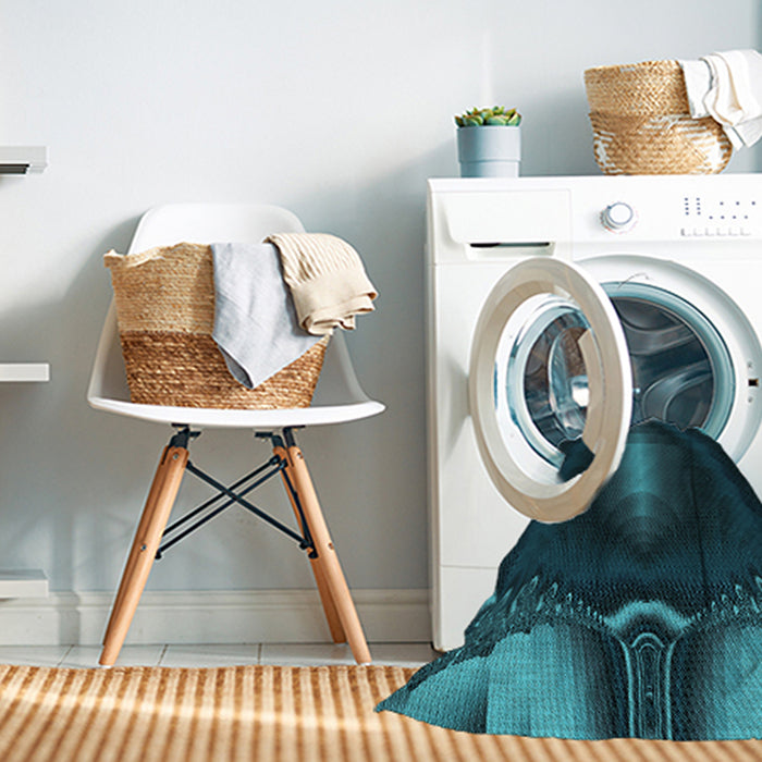 Machine Washable Transitional Dark Cyan Green Rug in a Washing Machine, wshpat188lblu