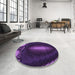 Round Patterned Dark Orchid Purple Rug in a Office, pat188pur