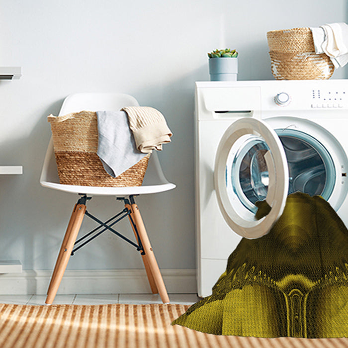 Machine Washable Transitional Dark Yellow Green Rug in a Washing Machine, wshpat188yw