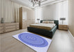 Round Machine Washable Transitional Blue Rug in a Office, wshpat1880blu