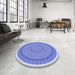 Round Patterned Blue Rug in a Office, pat1880blu