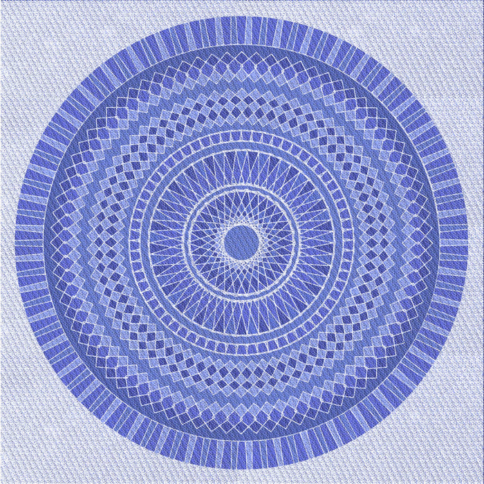 Round Patterned Blue Rug, pat1880blu