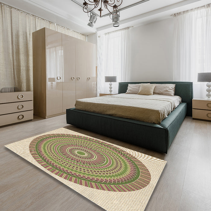 Patterned Brown Rug in a Bedroom, pat1880brn