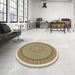 Round Patterned Brown Rug in a Office, pat1880brn