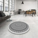 Round Patterned Gray Rug in a Office, pat1880gry