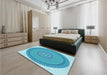 Round Machine Washable Transitional Blue Rug in a Office, wshpat1880lblu