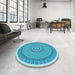 Round Patterned Blue Rug in a Office, pat1880lblu