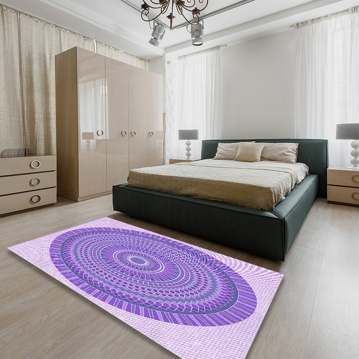 Patterned Purple Rug in a Bedroom, pat1880pur