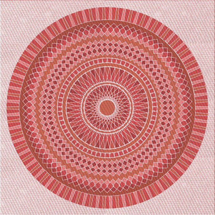 Round Machine Washable Transitional Pink Rug, wshpat1880rd