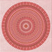 Round Machine Washable Transitional Pink Rug, wshpat1880rd