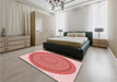 Round Machine Washable Transitional Pink Rug in a Office, wshpat1880rd