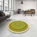 Round Patterned Dark Golden Brown Rug in a Office, pat1880yw