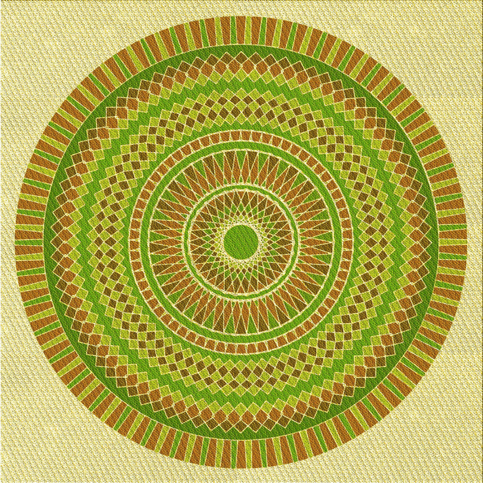 Round Patterned Dark Golden Brown Rug, pat1880yw