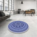 Round Patterned Jeans Blue Rug in a Office, pat1881blu