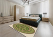 Round Machine Washable Transitional Ginger Brown Green Rug in a Office, wshpat1881brn