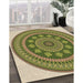 Patterned Ginger Brown Green Rug in Family Room, pat1881brn