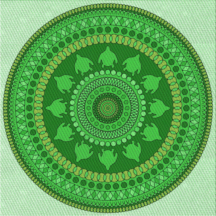 Round Patterned Green Rug, pat1881grn