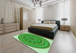 Round Machine Washable Transitional Green Rug in a Office, wshpat1881grn