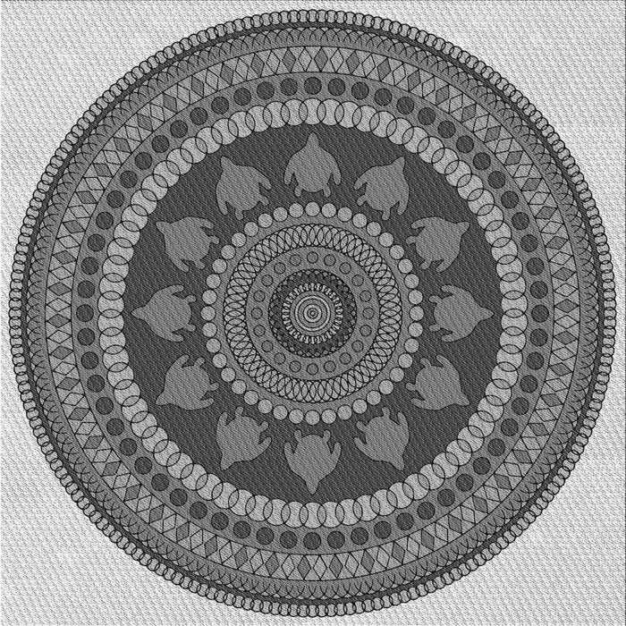 Round Patterned Silver Gray Rug, pat1881gry