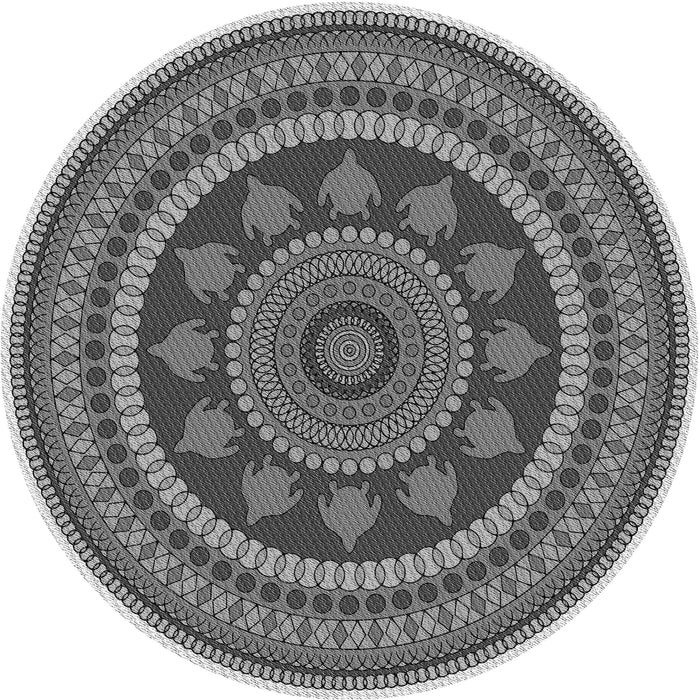 Square Patterned Silver Gray Rug, pat1881gry