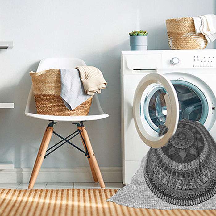 Machine Washable Transitional Silver Gray Rug in a Washing Machine, wshpat1881gry