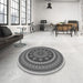 Round Patterned Silver Gray Rug in a Office, pat1881gry