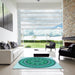 Machine Washable Transitional Turquoise Green Rug in a Kitchen, wshpat1881lblu