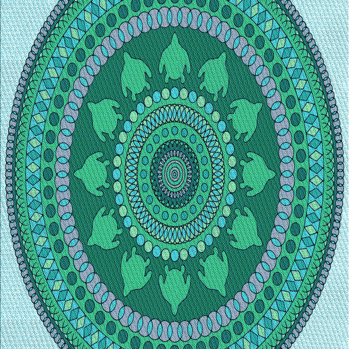Patterned Turquoise Green Rug, pat1881lblu