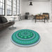 Round Patterned Turquoise Green Rug in a Office, pat1881lblu