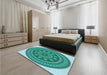 Round Machine Washable Transitional Turquoise Green Rug in a Office, wshpat1881lblu