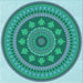 Round Patterned Turquoise Green Rug, pat1881lblu