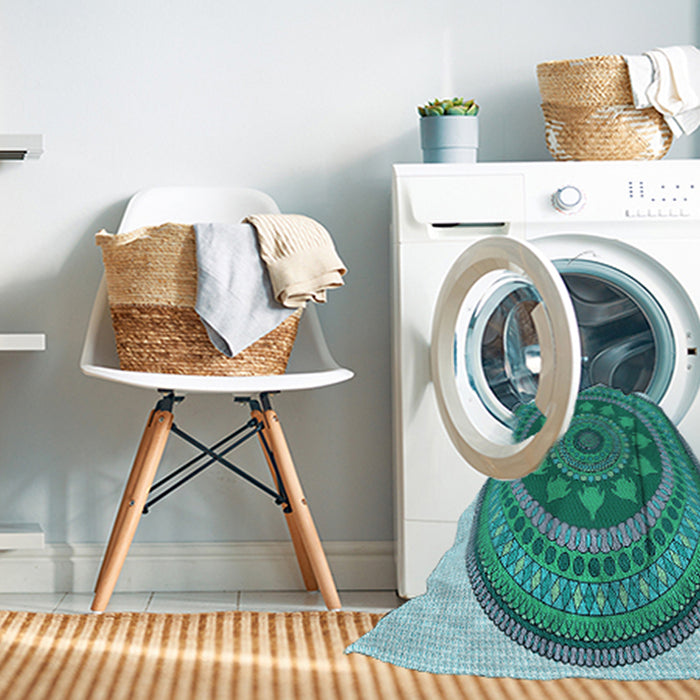 Machine Washable Transitional Turquoise Green Rug in a Washing Machine, wshpat1881lblu