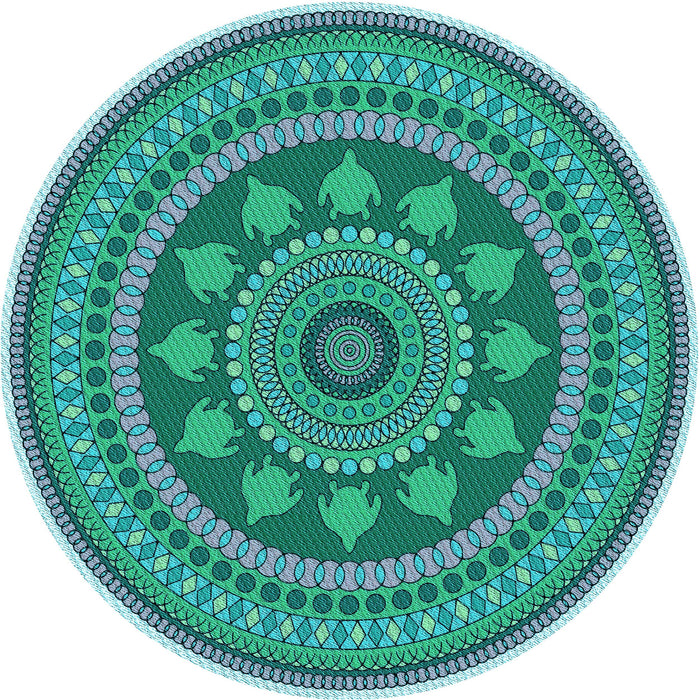 Square Patterned Turquoise Green Rug, pat1881lblu