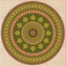 Round Patterned Yellow Orange Rug, pat1881org